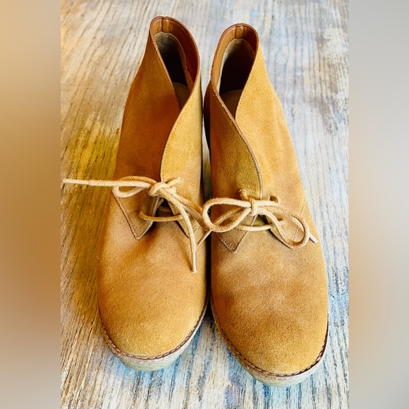 Cole Haan Britt Women's Size 8.5 Shoes Brown Lace Up Chukka Boots Wedge Suede - Picture 6 of 9